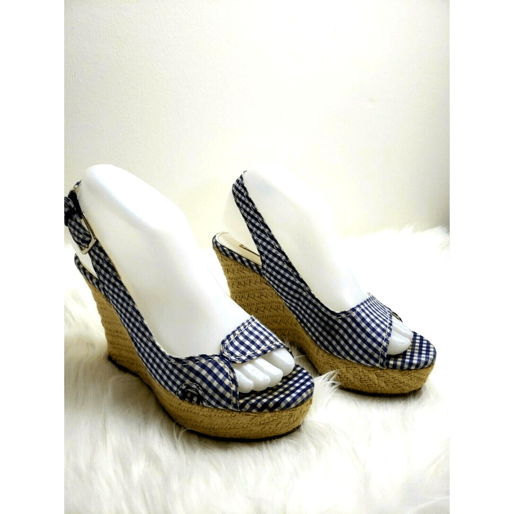 American Eagle Gingham Wedge Sandals